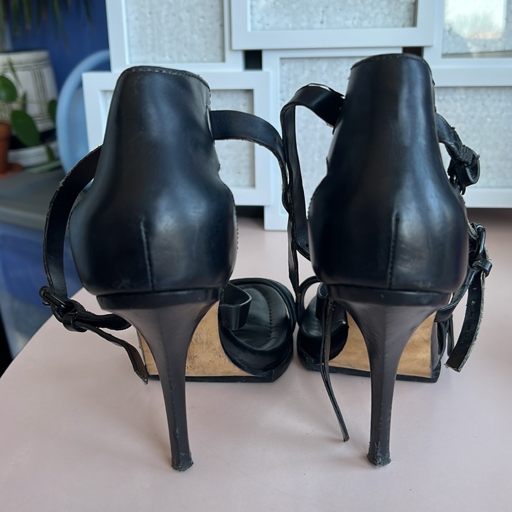 ALEXANDER WANG Strappy Black Leather Stilettos! Size 38 - Picture 5 of 10